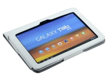 Samsung Galaxy Tab 8.9 4G Synthetic Leather Flip Case with Dual-Angle Tilt Stand - White