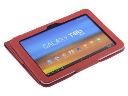 Samsung Galaxy Tab 8.9 4G Synthetic Leather Flip Case with Dual-Angle Tilt Stand - Red