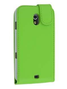 Samsung I9250 Google Galaxy Nexus Synthetic Leather Flip Case - Lime Green