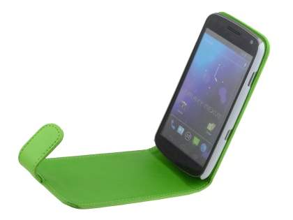 Samsung I9250 Google Galaxy Nexus Synthetic Leather Flip Case - Lime Green