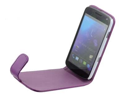 Samsung I9250 Google Galaxy Nexus Synthetic Leather Flip Case - Purple