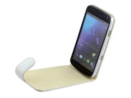 Samsung I9250 Google Galaxy Nexus Synthetic Leather Flip Case - Pearl White