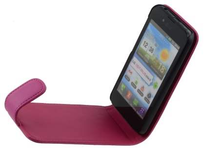LG Optimus Black P970 Synthetic Leather Flip Case - Pink