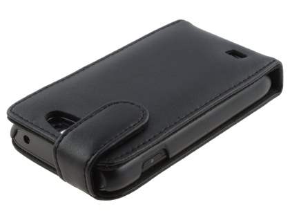 Samsung Galaxy W I8150 Genuine Leather Flip Case - Black
