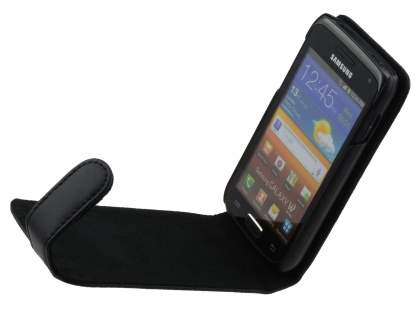 Samsung Galaxy W I8150 Genuine Leather Flip Case - Black
