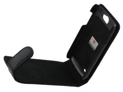 Samsung Galaxy W I8150 Genuine Leather Flip Case - Black