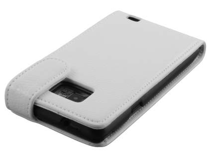Synthetic Snakeskin Leather Flip Case for Samsung I9100 Galaxy S2 - White