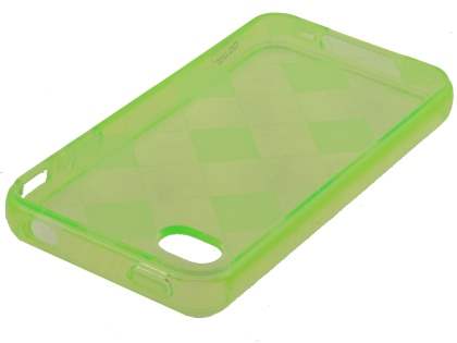 Retro Checkered-Pattern TPU Case for iPhone 4S - Light Green