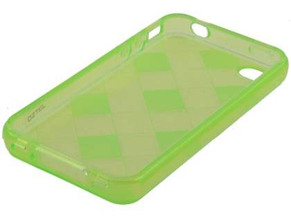 Retro Checkered-Pattern TPU Case for iPhone 4S - Light Green