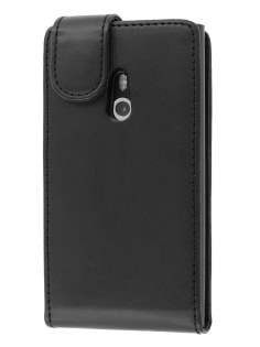 Nokia Lumia 800 Synthetic Leather Flip Case - Black Leather Flip Case
