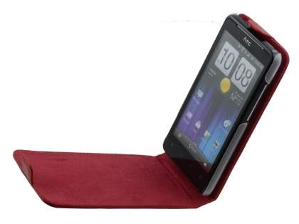 HTC Velocity 4G Genuine Leather Flip Case - Red