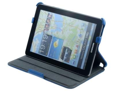 Premium Samsung Galaxy Tab 7.7 P6800 Slim Synthetic Leather Flip Case with Dual-Angle Tilt Stand - Sky Blue