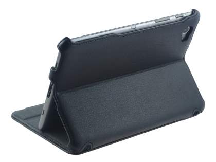 Premium Samsung Galaxy Tab 7.7 P6800 Slim Synthetic Leather Flip Case with Dual-Angle Tilt Stand - Classic Black Leather Flip Case