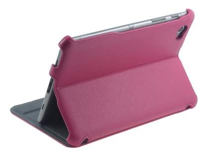 Premium Samsung Galaxy Tab 7.7 P6800 Slim Synthetic Leather Flip Case with Dual-Angle Tilt Stand - Pink Leather Flip Case