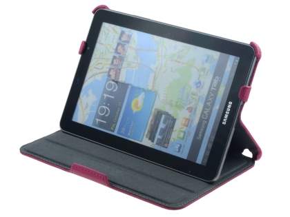 Premium Samsung Galaxy Tab 7.7 P6800 Slim Synthetic Leather Flip Case with Dual-Angle Tilt Stand - Pink