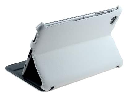 Premium Samsung Galaxy Tab 7.7 P6800 Slim Synthetic Leather Flip Case with Dual-Angle Tilt Stand - Pearl White Leather Flip Case
