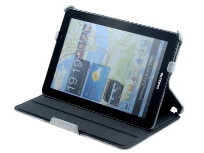 Premium Samsung Galaxy Tab 7.7 P6800 Slim Synthetic Leather Flip Case with Dual-Angle Tilt Stand - Pearl White