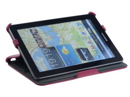 Premium Samsung Galaxy Tab 7.7 P6800 Slim Synthetic Leather Flip Case with Dual-Angle Tilt Stand - Pink