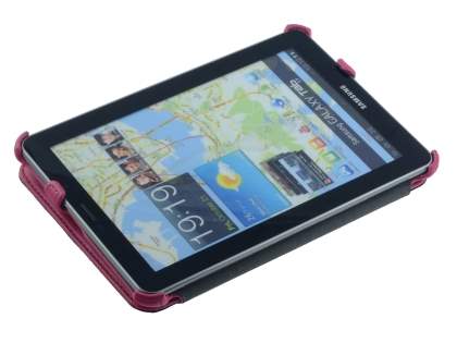 Premium Samsung Galaxy Tab 7.7 P6800 Slim Synthetic Leather Flip Case with Dual-Angle Tilt Stand - Pink