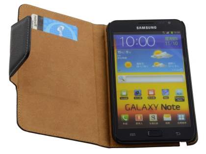Synthetic Leather Wallet Case for Samsung I9220 Galaxy Note - Classic Black