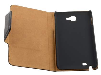 Synthetic Leather Wallet Case for Samsung I9220 Galaxy Note - Classic Black