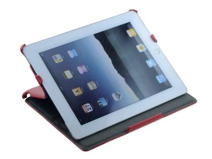 Premium Slim Synthetic Leather Flip Case with Stand for iPad 2/3/4 - Red