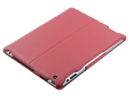 Premium Slim Synthetic Leather Flip Case with Stand for iPad 2/3/4 - Red
