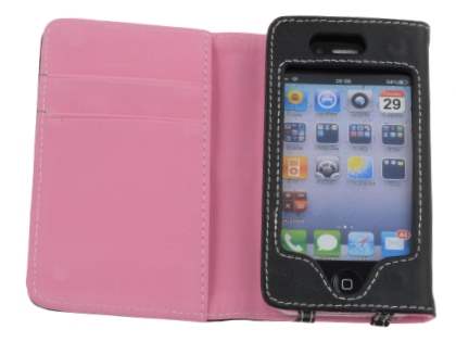 iPhone 4/ 4S Wallet Case - Black/Baby Pink