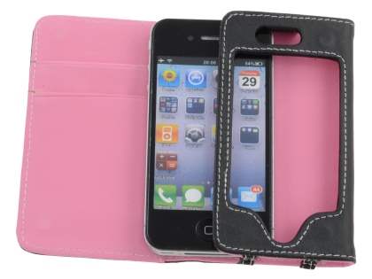 iPhone 4/ 4S Wallet Case - Black/Baby Pink