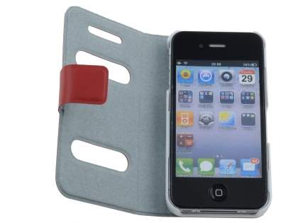 iPhone 4/4S Slim Genuine Leather Portfolio Case - Red