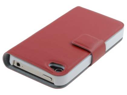 iPhone 4/4S Slim Genuine Leather Portfolio Case - Red
