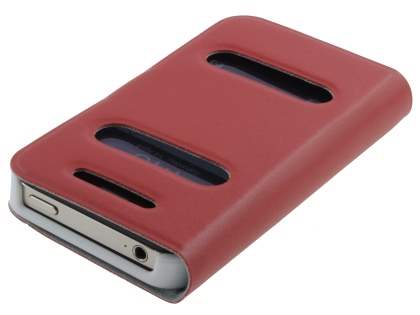 iPhone 4/4S Slim Genuine Leather Portfolio Case - Red