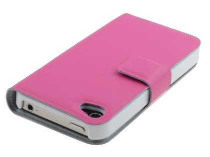 iPhone 4/4S Slim Genuine Leather Portfolio Case - Pink