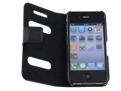 iPhone 4/4S Slim Genuine Leather Portfolio Case - Classic Black