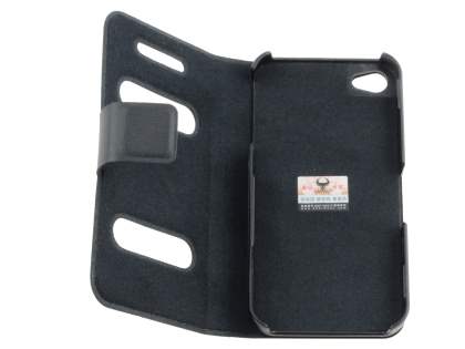 iPhone 4/4S Slim Genuine Leather Portfolio Case - Classic Black