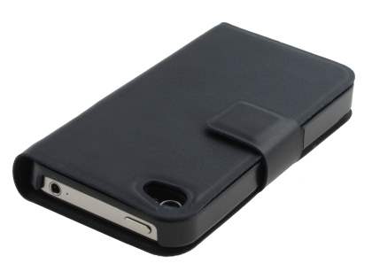 iPhone 4/4S Slim Genuine Leather Portfolio Case - Classic Black