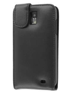 Samsung I9210T Galaxy S II 4G Genuine Leather Flip Case - Black Leather Flip Case