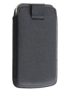 Genuine Leather Slide-in Case with Pull-out Strap - Classic Black Leather Slide-in Case
