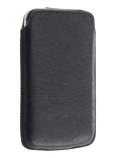 Genuine Leather Slide-in Case with Pull-out Strap - Classic Black