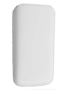 Genuine Leather Slide-in Case with Pull-out Strap - Pearl White