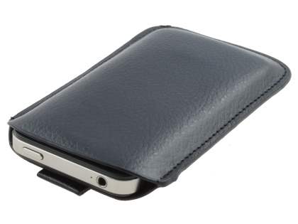 Synthetic Leather Slide-in Case with Pull-out Strap - Classic Black