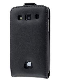 Genuine Leather Flip Case for Samsung Galaxy Xcover S5690 - Black Genuine Leather Flip Case for Samsung Galaxy Xcover S5690 - Black