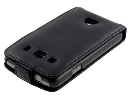 Genuine Leather Flip Case for Samsung Galaxy Xcover S5690 - Black