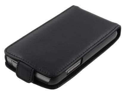 Genuine Leather Flip Case for Samsung Galaxy Xcover S5690 - Black