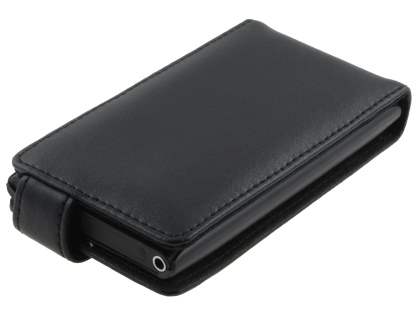 Nokia Lumia 800 Genuine Leather Flip Case - Classic Black