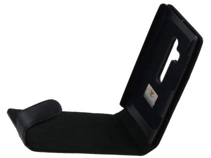 Nokia Lumia 800 Genuine Leather Flip Case - Classic Black