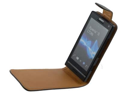 Synthetic Leather Flip Case for Sony Xperia S - Black