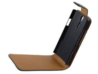 Synthetic Leather Flip Case for Sony Xperia S - Black