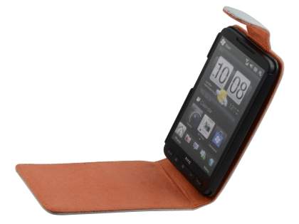 HTC Touch HD2 Genuine Leather Flip Case - White