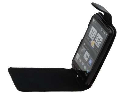 HTC Touch HD2 Genuine Leather Flip Case - Black